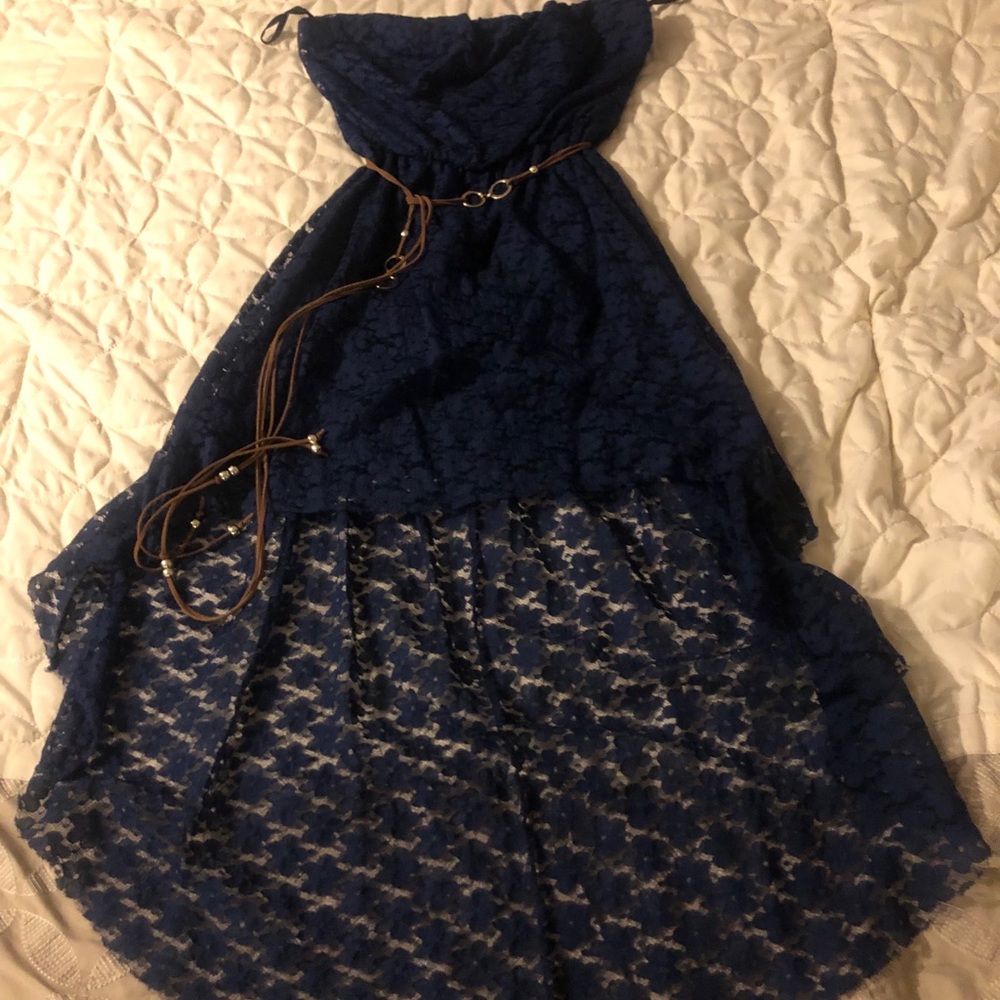 Tube top high-low lace dress